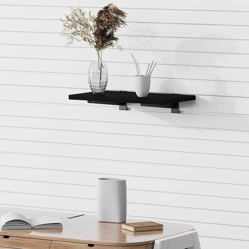 BeapTcely 4 Pack Wooden Slatwall Shelf, 19.7 x 7.9 Inch Slatwall Shelves with Metal Brackets Heavy Duty Slat Wall Organizer Slatwall Shelving Accessories for Garage, Home (4, 19.7"D x 7.9"W x 0.6"H) - Image 4
